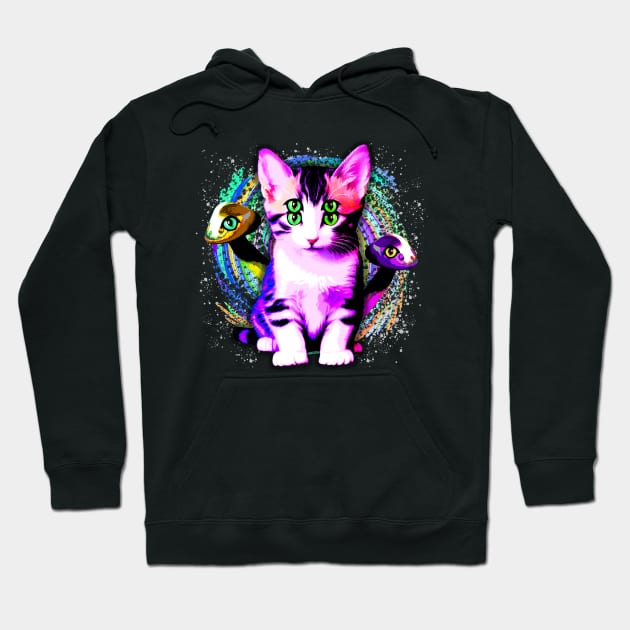 Kitty Cat Psychic Aesthetics Surreal Art Hoodie by BluedarkArt